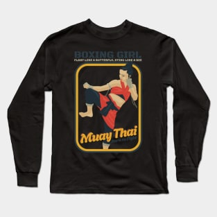 Vintage Muay Thai Boxing Girl Long Sleeve T-Shirt